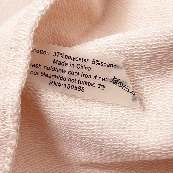 SUNDAYS Women’s Pink French Terry Sweatshirt One Shoulder Thumb Holes Size 3 (L) - Picture 5 of 5